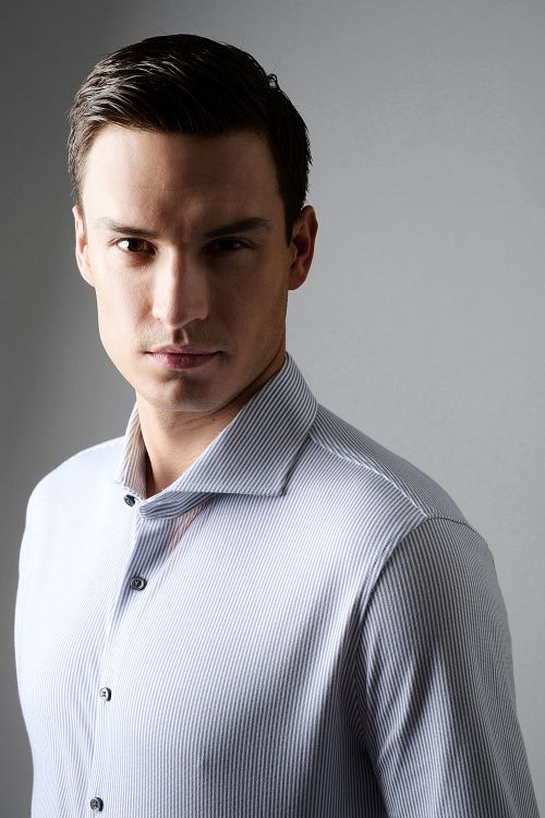 Desoto Essential Hemd Hai Piqué Strepen Blauw Model / Detail