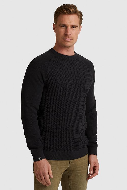 Vanguard Trui Structuur Navy Model / Zijkant