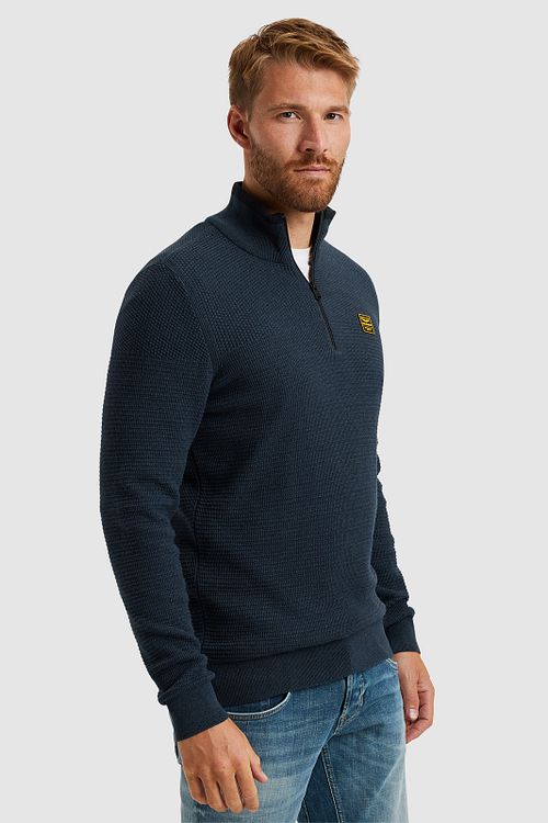 PME Legend Half Zip Trui Mouliné Navy Model / Zijkant