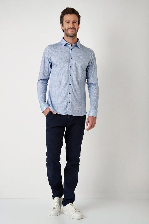 Desoto Chemise Flanel Mélanger Bleu Clair Model / Voorkant