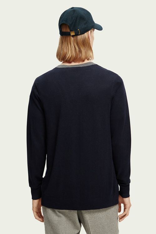 Scotch and Soda Cardigan Mix Laine Marine Model / Achterkant