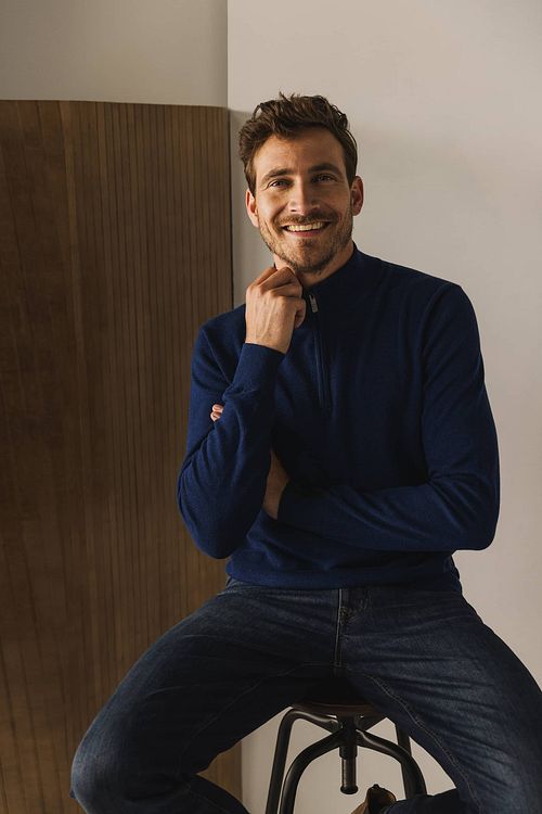 State Of Art Pull Half Zip Estate Bleu Foncé Model / Voorkant