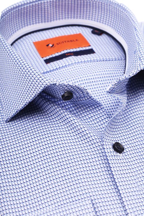 Camicia Suitable in twill stampato blu Product / Detail