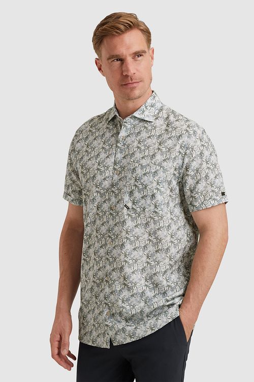 Camicia a maniche corte Vanguard con stampa blu verde Model / Zijkant