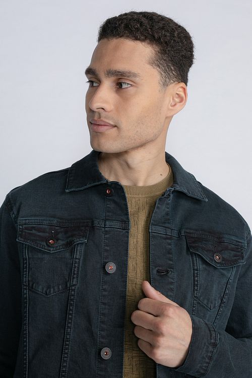 Giacca in denim Petrol blu navy Model / Detail