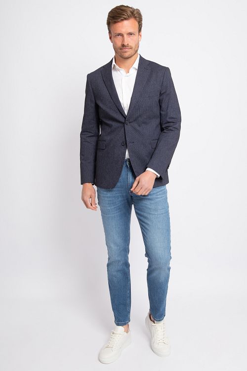 Suitable Blazer in lino a righe navy Product