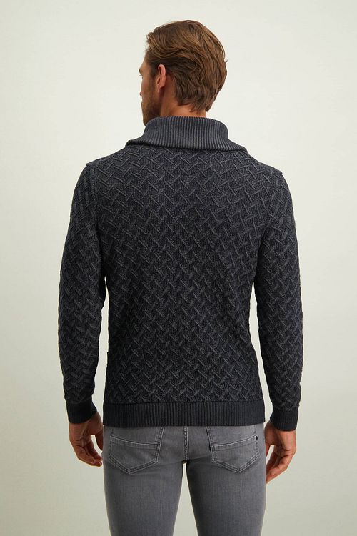 Maglione melange blu navy con half zip State Of Art Model / Achterkant