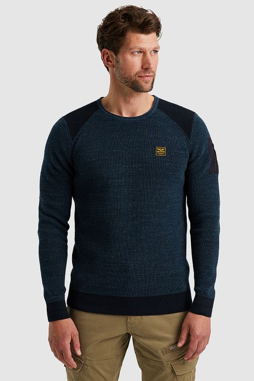 PME Legend Sweater Rib Melange Navy Model / Voorkant