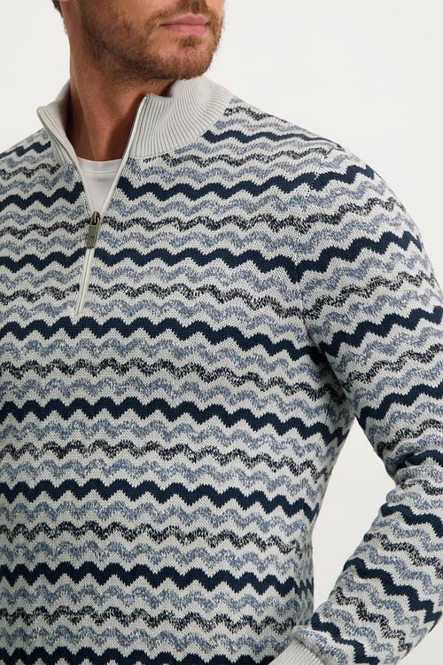 State Of Art Half Zip Gray Blue Print Model / Detail