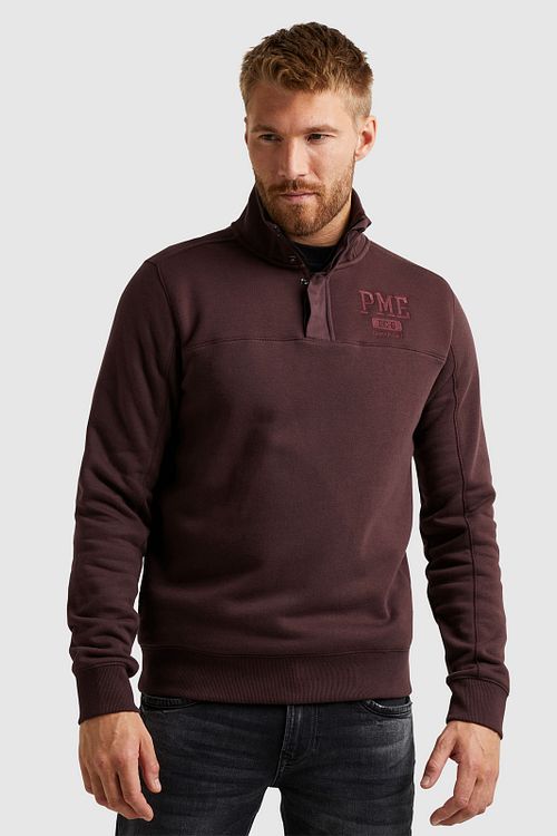 PME Legend Half Button Zip Trui Bordeaux Model / Voorkant