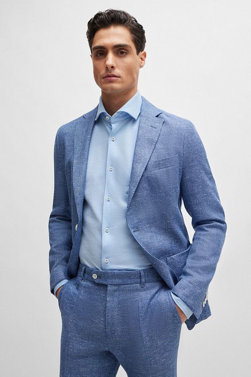 BOSS Hal Skjorte Jersey Lyseblå Model / Voorkant