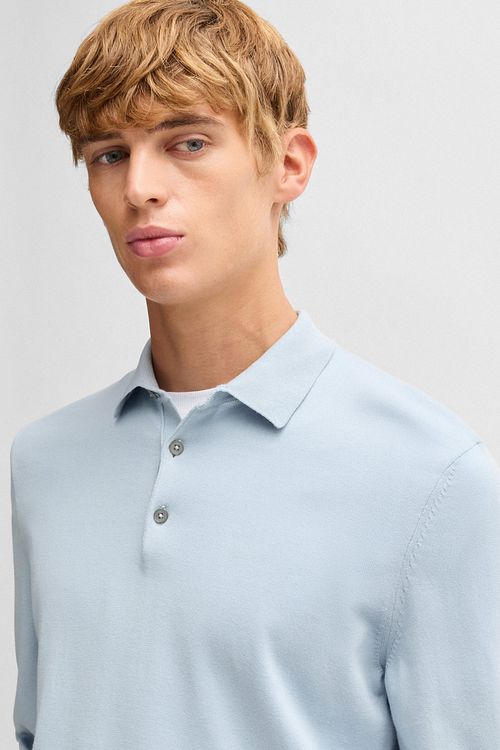 Polo de manga larga BOSS Gemello en azul claro Model / Detail