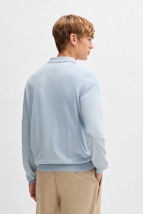 BOSS Långärmad Pikétröja Gemello Ljusblå Model / Achterkant