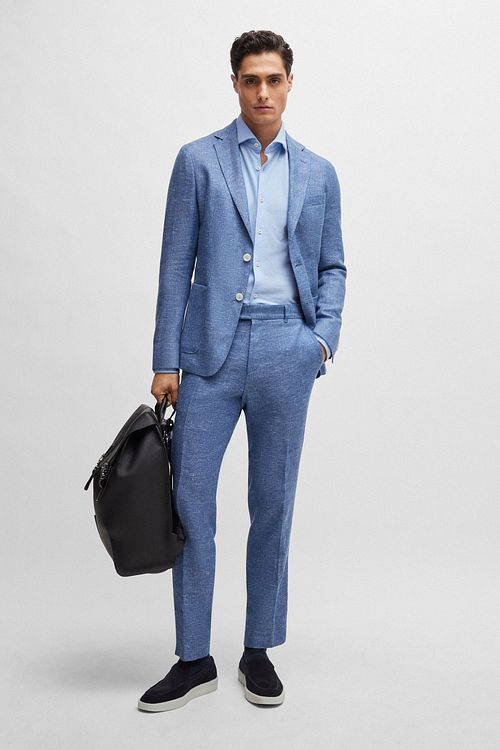 BOSS Hal Overhemd Jersey Lichtblauw Model / Voorkant