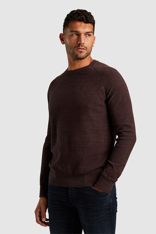 Cast Iron Pullover Heather Plated Braun Model / Zijkant