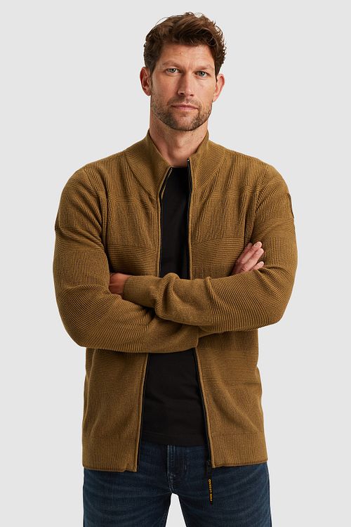 PME Legend Strickjacke Okergelb Model / Voorkant