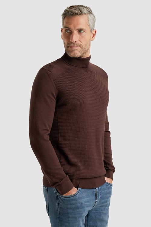 Golf Vanguard ze strukturalnej dzianiny brązowy Model / Voorkant