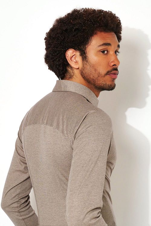 Desoto Overhemd Strijkvrij Modern Kent Lichtbruin Model / Detail