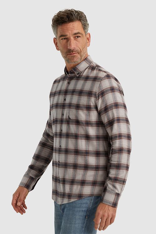 Vanguard Overhemd Ruiten Taupe Model / Zijkant