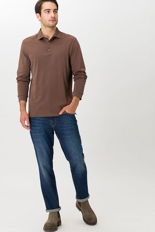Brax Longsleeve Polo Pirlo Bruin Model / Voorkant