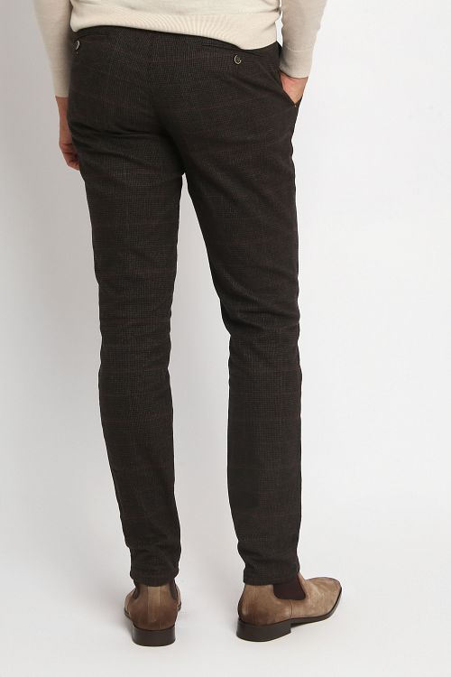 Suitable Chino Pico Pleat Rutet Brun Model / Achterkant