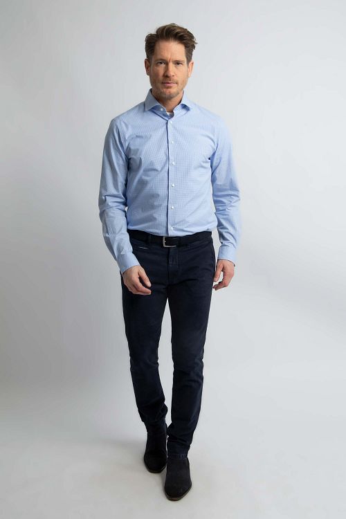 Camicia Steppin' Out Slim Fit a quadri azzurro chiaro Model / Voorkant