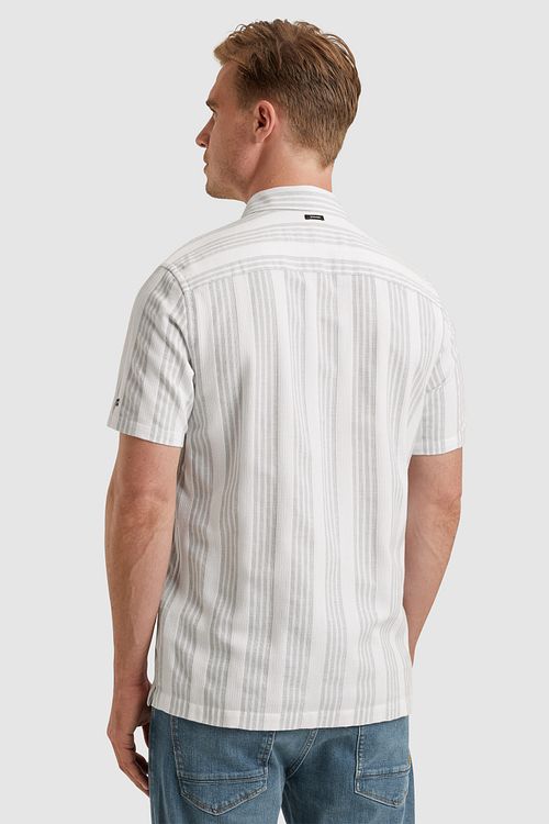 Camicia Vanguard a maniche corte con riga dobby verde Model / Achterkant