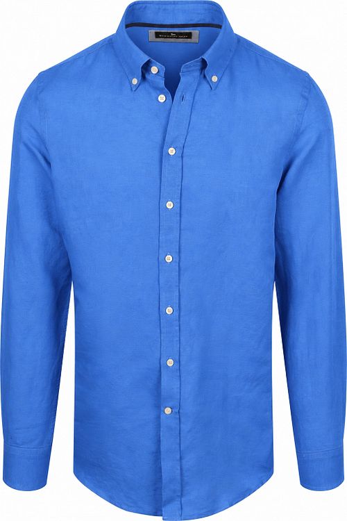 Camisa Steppin' Out unicolor de lino y algodón en azul cobalto Product