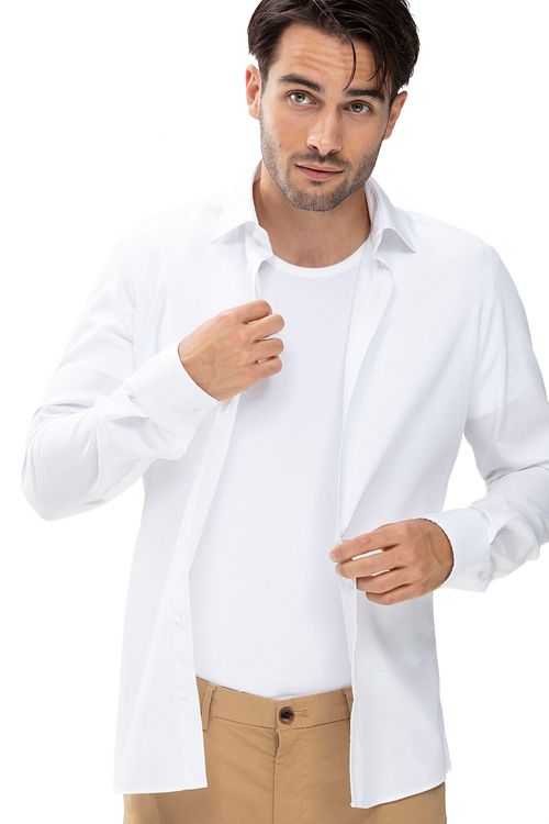 Camiseta Mey de algodón Dry Cotton con cuello redondo en blanco Model / Voorkant