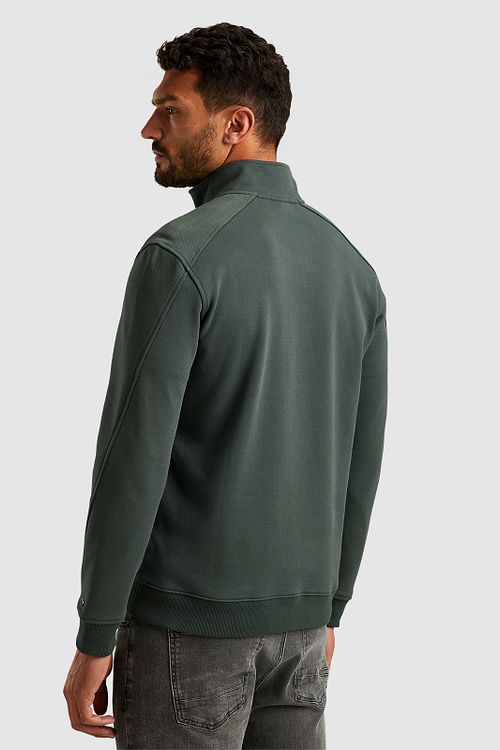 Cast Iron Half Zip Trui Groen Model / Achterkant