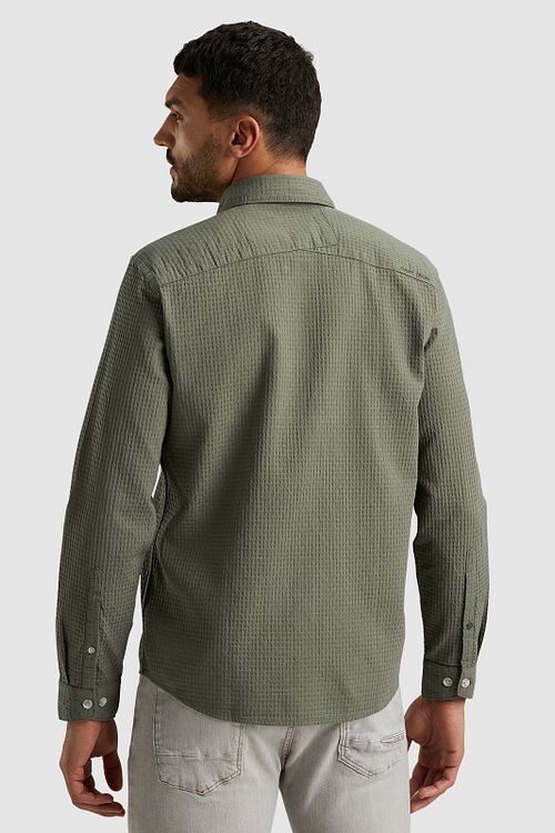 Cast Iron Overshirt Wafelstructuur Groen Model / Achterkant