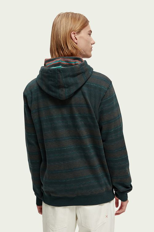 Scotch and Soda Hoodie z kontrastem w kolorze ciemnozielonym Model / Achterkant