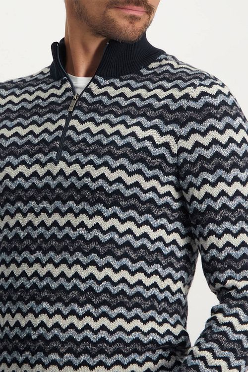 State Of Art Half Zip Dark Blue Print Model / Detail