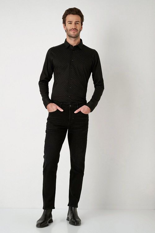 Desoto Chemise Impression Structure Noir Model / Voorkant