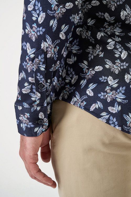 Desoto Chemise Impression Denim Blooming Marine Model / Detail