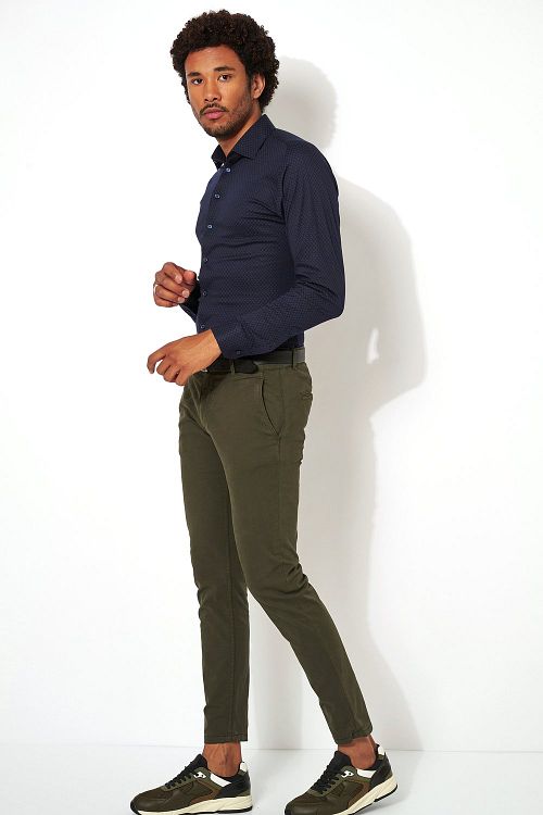 Desoto Hemd Kent Grafische Print Donkerblauw Model / Zijkant