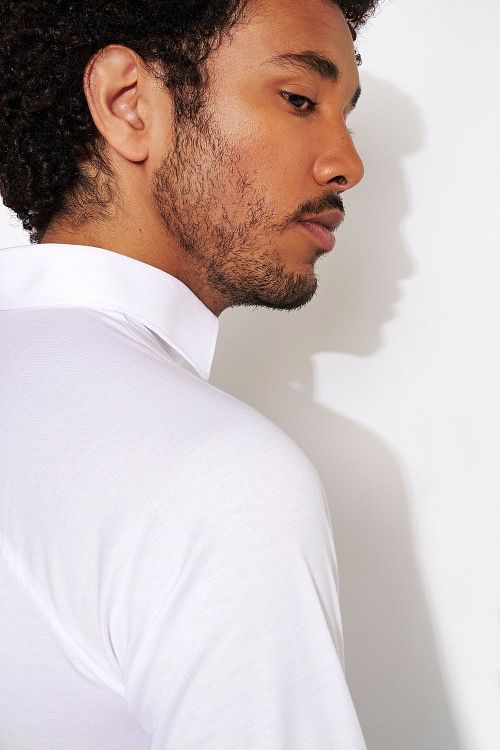 Desoto Hemd Piqué Strijkvrij Wit Model / Detail