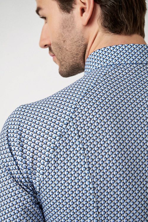 Desoto Overhemd Print New Moon Blauw Model / Detail