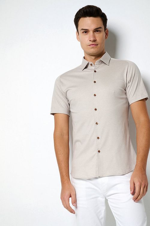 Desoto Short Sleeve Jersey Chemise Beige Model / Voorkant