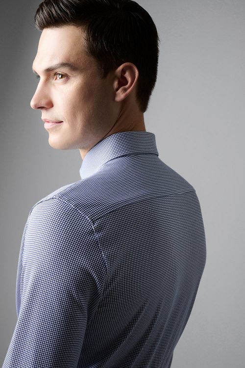 Desoto Essential Skjorta Hajar Piké Houndstooth Blå Model / Detail