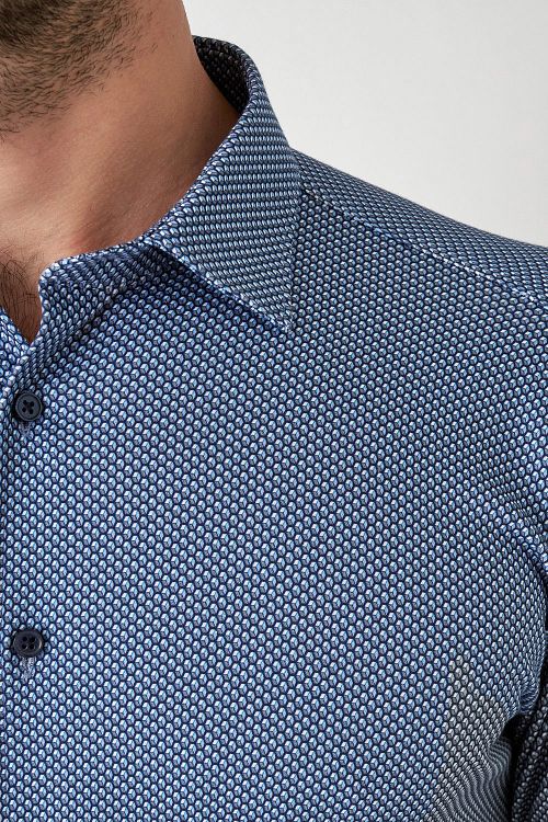 Desoto Skjorta Kent Mönster Mörkblå Model / Detail