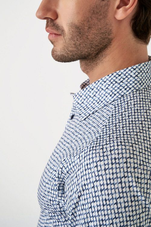 Desoto Skjorta Tryck Skyskrapor Blå Model / Detail