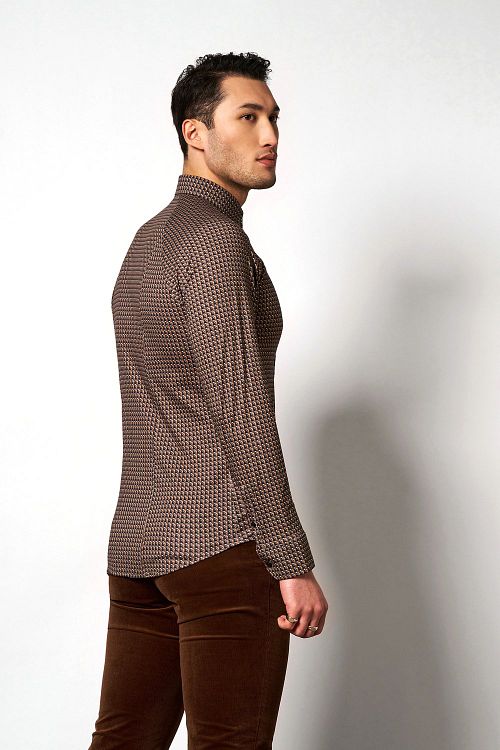 Desoto Skjorte Kent Mønster Brun Model / Achterkant
