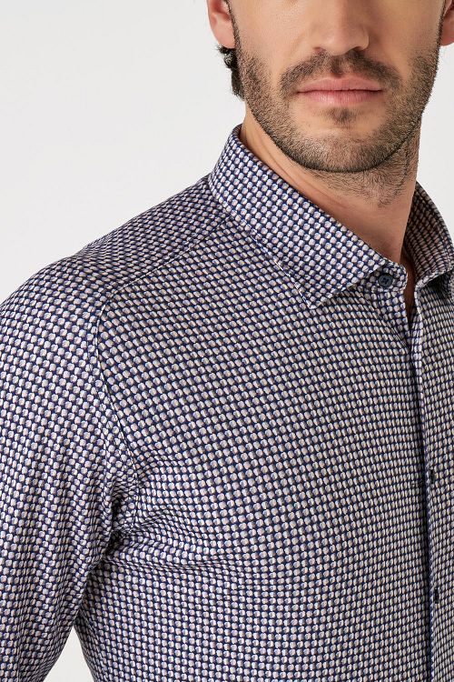 Desoto Skjorte Tidløs Elegance Print Mørkeblå Model / Detail