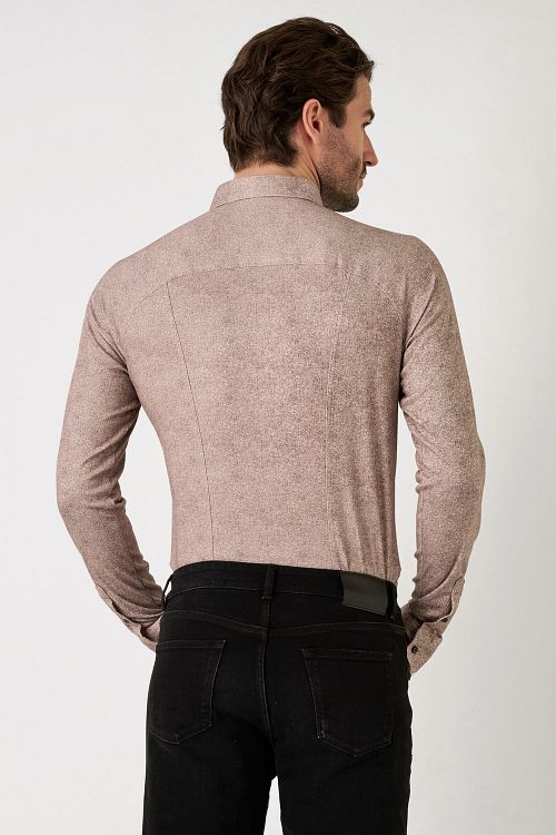 Desoto Skjorte Flanell Melange Beige Model / Achterkant