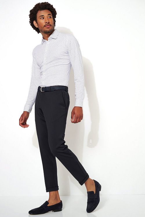 Desoto Skjorte Kent Grafisk Mønster Hvit Model / Zijkant