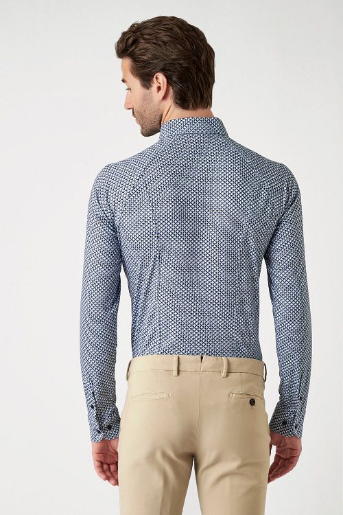 Desoto Skjorte Print New Moon Blå Model / Achterkant