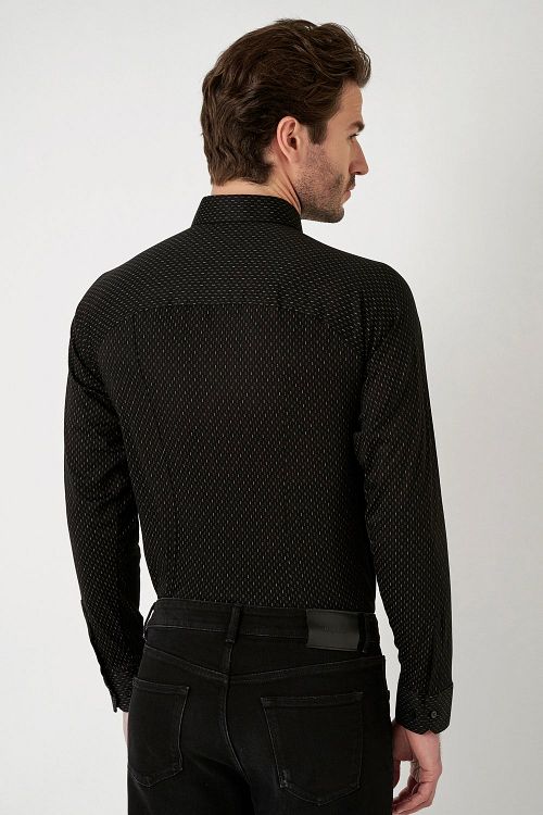 Desoto Skjorte Print Struktur Sort Model / Achterkant