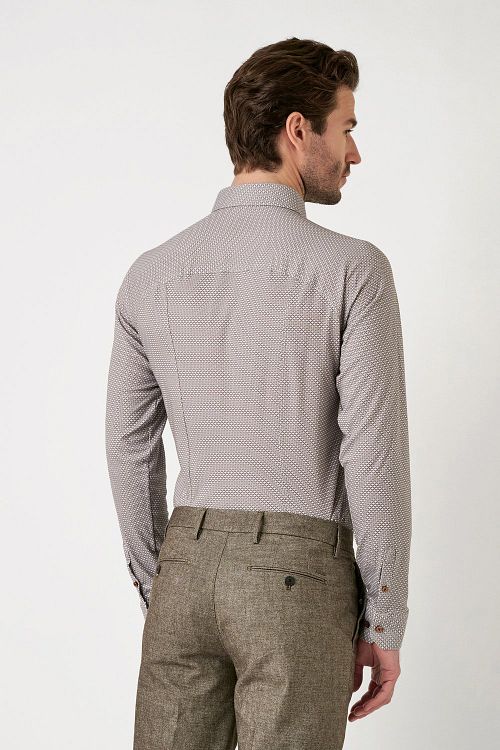 Desoto Skjorte Tidløs Elegance Mønster Beige Model / Achterkant