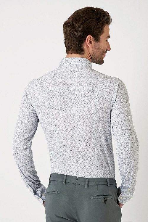 Desoto Skjorte Tidløs Eleganse Print Blå Model / Voorkant